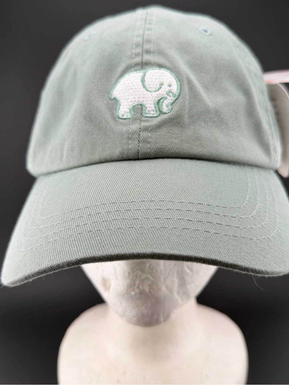 Ivory Ella Green Ballcap, Hat, White Elephant Embroidered Logo Sage Green New